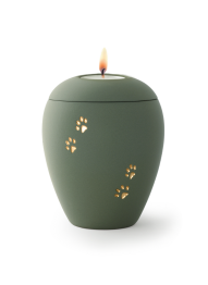 Zvířecí urna Siena Paws se svíčkou - Olivová 1,5l
