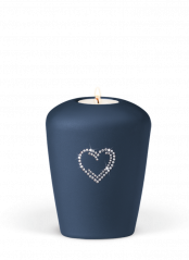 Keramická miniurna Heart, perleťově modrá, srdce, svíčka