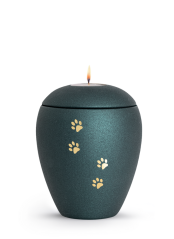 Zvířecí urna Verona Paws se svíčkou - Smaragdová 1,5l