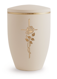Kovová urna Melina Creme, růže a kříž