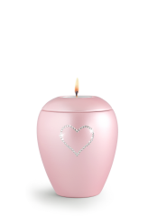 Zvířecí urna Crystal Heart se svíčkou - Rose 0,5l