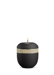 Keramická miniurna Forest, černá, antracitová, bambus, zlaté proužky, svíčka.