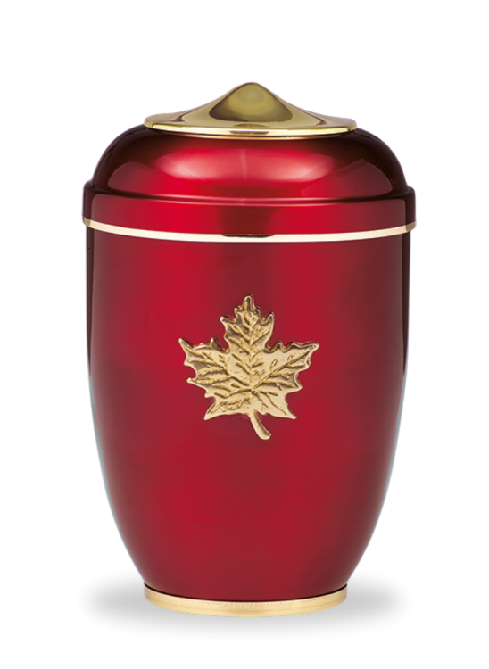 Kovová urna Amara II, červená/ javor