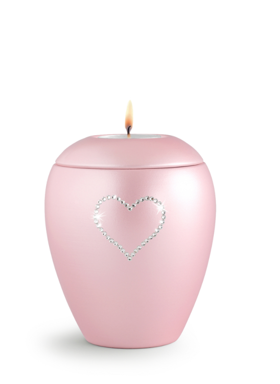 Zvířecí urna Crystal Heart se svíčkou - Rose 1,5l