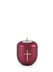Keramická miniurna Crystal Kříž, červená, lesklá, kříž, křišťál, svíčka