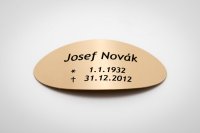 Glänzendes Messingschild – oval