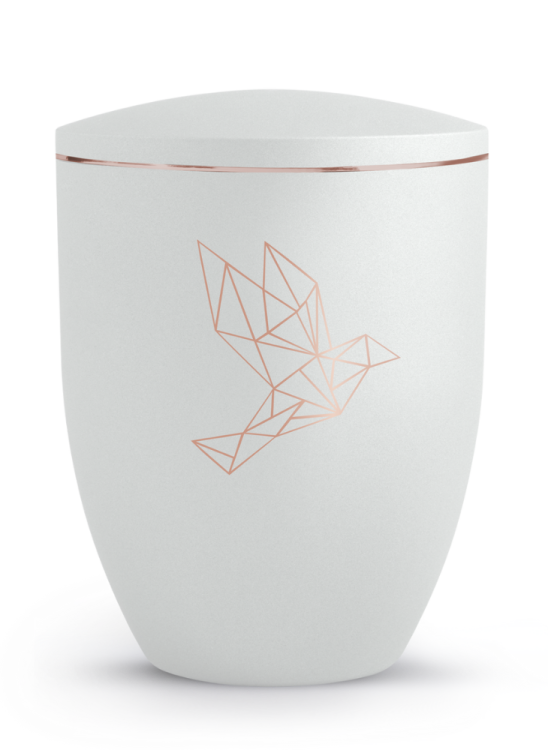Ekologická urna Geometric, biela, holubica, ozdobný prúžok