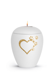 Zvířecí urna Verona Heart se svíčkou - Bílá 1,5l