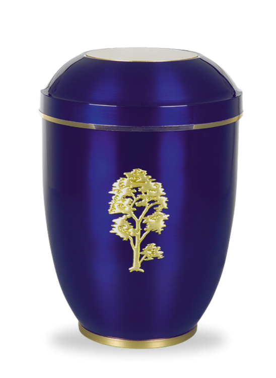 Kovová urna Amara, modrá/strom