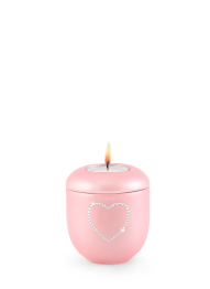 Keramická miniurna Crystal Srdce, růžová, lila, lesklá, srdce, křišťál, svíčka