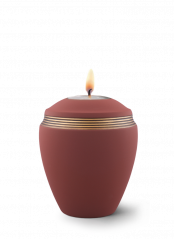 Keramická mimiurna Helena se svíčkou, Samtton, sametová, rubínová, starozlatá, ručně malované drážky a víko