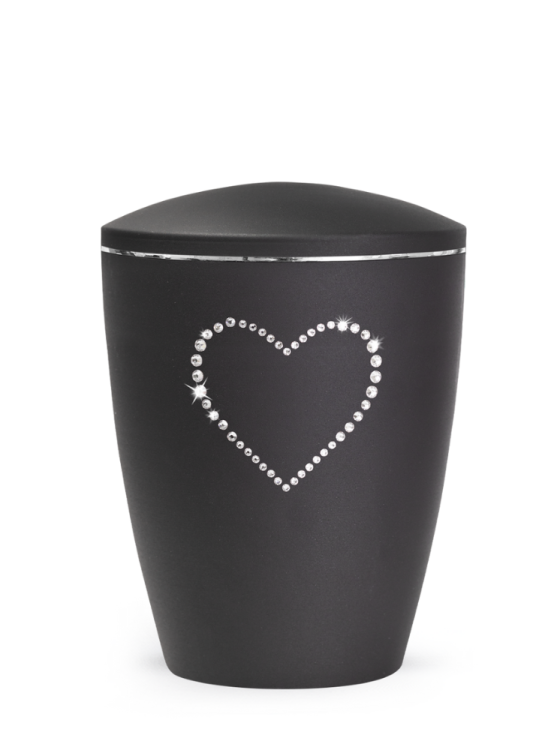Zvířecí urna Elegance Heart, černá 2,8l