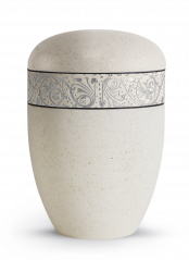 Ekologická urna Piedra Creme, stříbrná, ozdobný pásek