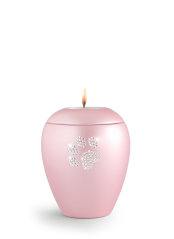 Zvířecí urna Crystal Paw so svíčkou - Rose 0,5l