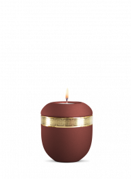 Keramická miniurna Livorno, rubínově červená, zlatý pásek, svíčka
