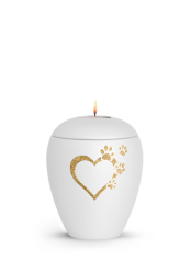 Zvířecí urna Verona Heart se svíčkou - Bílá 0,5l