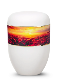 Ekologiczna urna Blossom – biała/mak