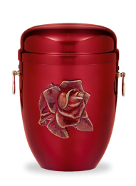 Kovová urna Harmonia - Červená/Růže