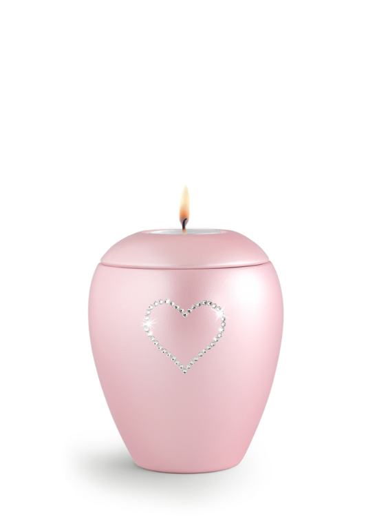 Zvířecí urna Crystal Heart se svíčkou - Rose 0,5l