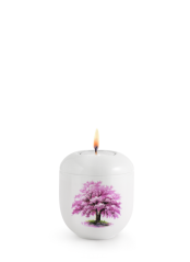 Keramická miniurna Silva, magnólie, bílá, svíčka.