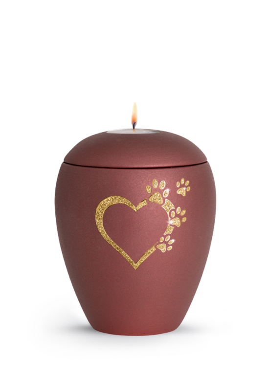 Zvířecí urna Verona Heart se svíčkou - Rubínová 1,5l