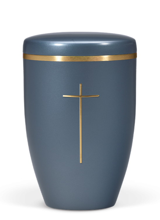 Ökologische Urne Emelia, Kreuz, blau