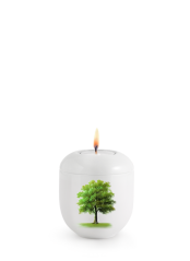 Keramická miniurna Silva, letní javor, bílá, svíčka.