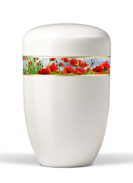 Kovová urna Royal White, maková lúka