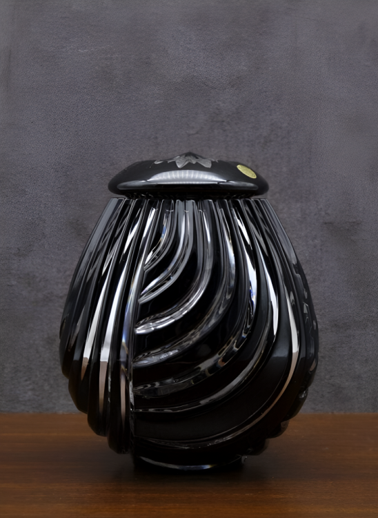 Křišťálová urna Linum - Černá 23 cm