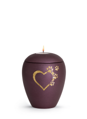 Zvířecí urna Verona Heart so svíčkou - Berry 0,5l