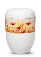 Ökologische Urne Blossom – Weiß/Wildblumen