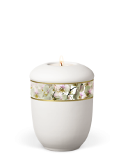 Keramická miniurna Royal White, orchidej, bílá, pásek, svíčka