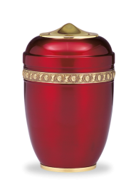 Kovová urna Amara II, červená/ pásek