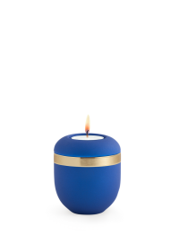 Keramická miniurna Alicante, azurová, modrá, zlatá, svíčka.