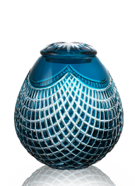 Křišťálová urna Quadrus - Azurová 23 cm