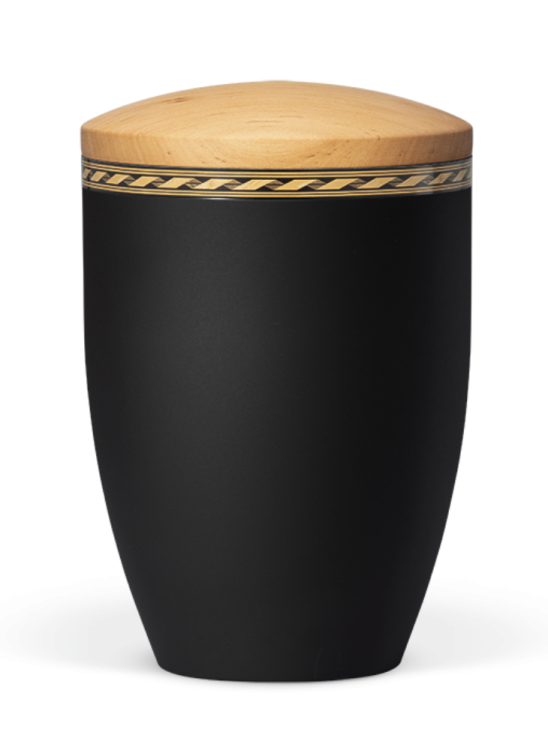Ekologická urna Woodly, černá, lipové dřevo