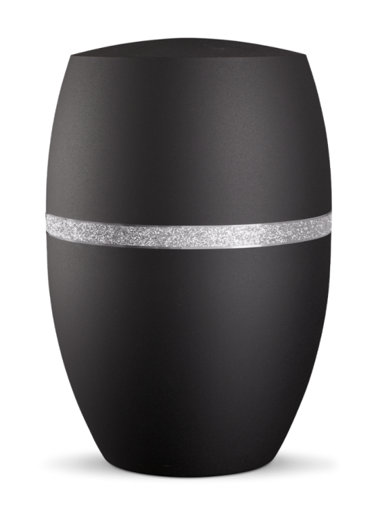 Ekologická urna Glamour Silver, černá, ozdobný pásek