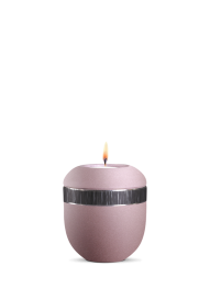 Keramická miniurna Veta, růžová, černý pásek, svíčka