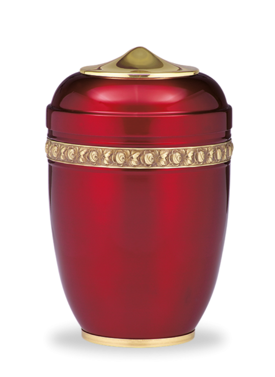 Kovová urna Amara II, červená/ pásek