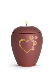 Zvířecí urna Verona Heart se svíčkou - Rubínová 1,5l