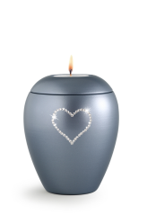 Zvířecí urna Crystal Heart se svíčkou - Šedá 1,5l
