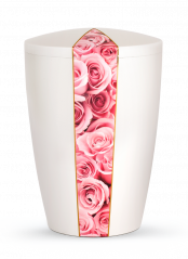 Ekologická urna Flora White, růžové růže
