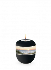 Keramická miniurna Mare, černá, pláž, svíčka.