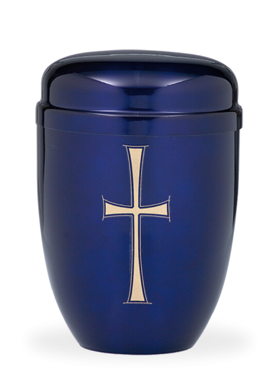 Kovová urna Faith Modrá - Kříž II