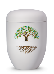 Ökologische Urne Elegance – Weiß/Baum