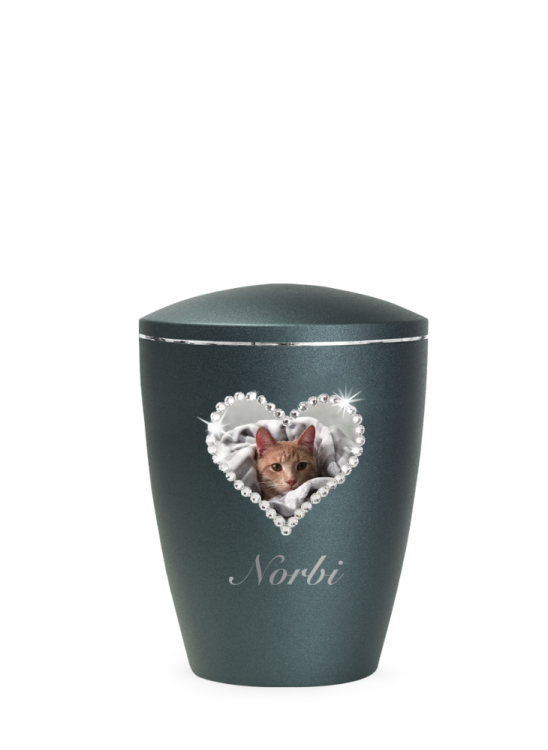 Zvířecí urna Elegance Heart, smaragdová, 0,5l, srdce, obrázek