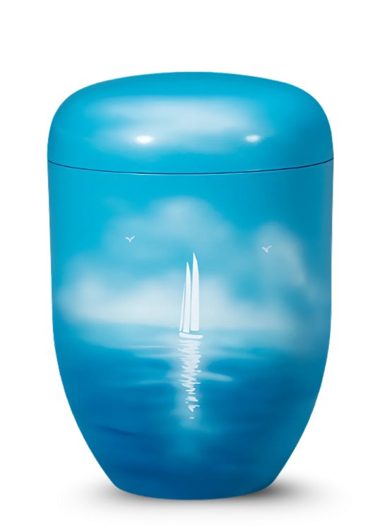 Ekologická urna Airbrush - Modrá/Plachetnice