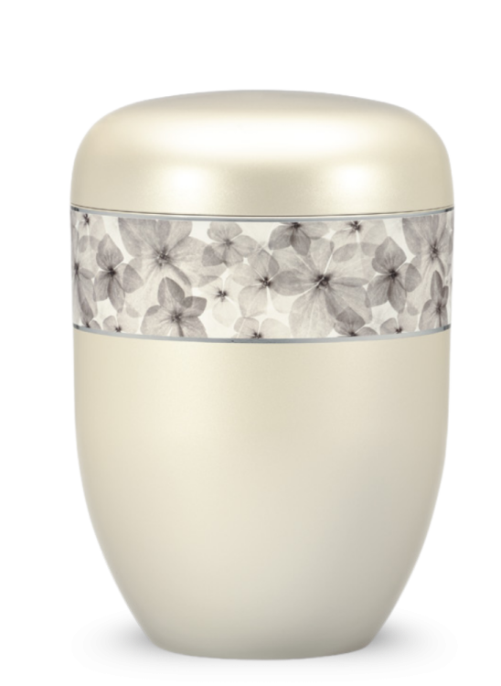 Ökologische Urne Zen – Blumen/Weiß