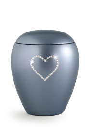 Zvířecí urna Crystal  Heart - Šedá 2,8l