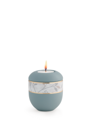 Keramická miniurna Pastell II, šedá, zlatá, svíčka.